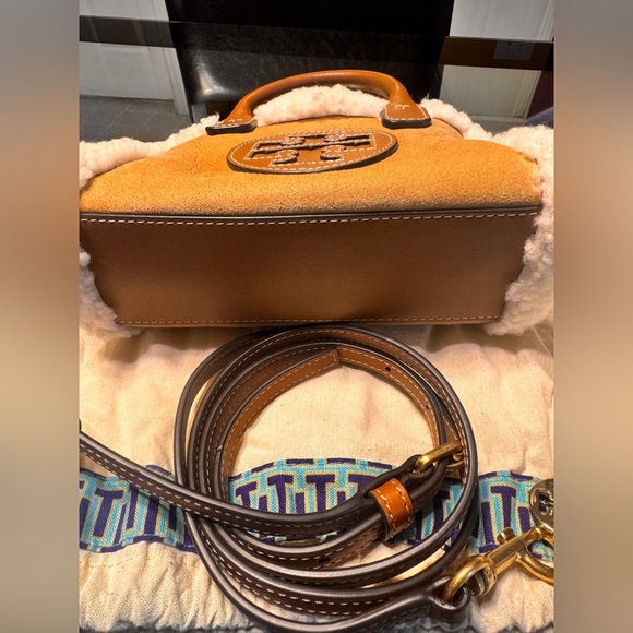 Tory Burch Ella Mini Leather & Shearling Tote. - Picture 12 of 14